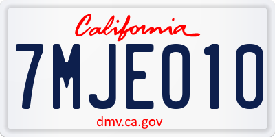 CA license plate 7MJE010