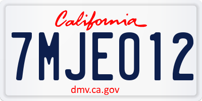 CA license plate 7MJE012