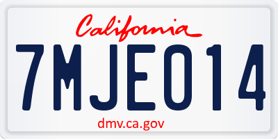 CA license plate 7MJE014
