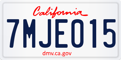 CA license plate 7MJE015
