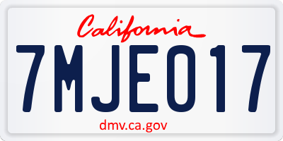 CA license plate 7MJE017