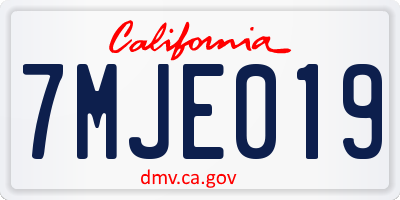 CA license plate 7MJE019