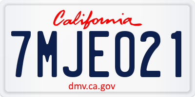 CA license plate 7MJE021