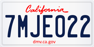 CA license plate 7MJE022