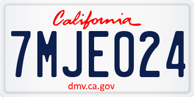 CA license plate 7MJE024