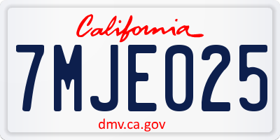 CA license plate 7MJE025