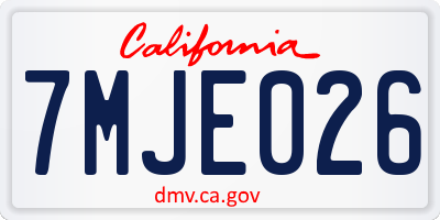 CA license plate 7MJE026