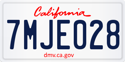 CA license plate 7MJE028