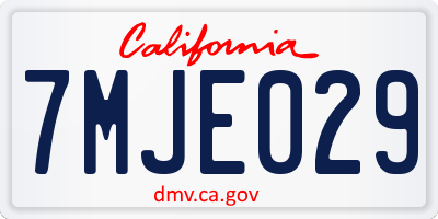 CA license plate 7MJE029