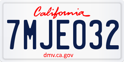 CA license plate 7MJE032