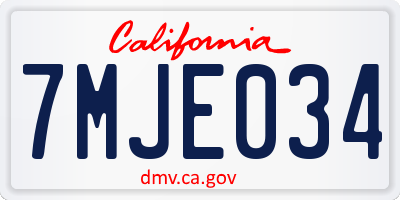CA license plate 7MJE034
