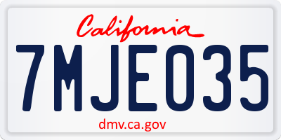 CA license plate 7MJE035