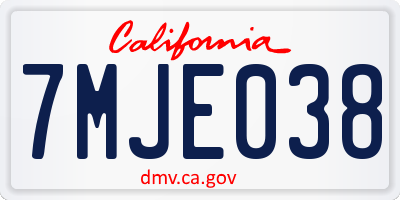 CA license plate 7MJE038