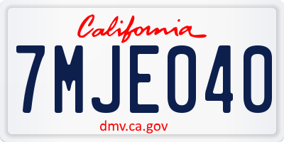 CA license plate 7MJE040