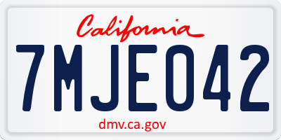 CA license plate 7MJE042