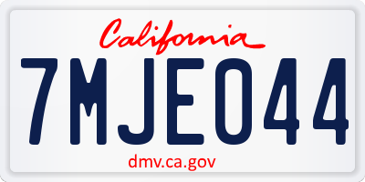 CA license plate 7MJE044