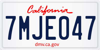 CA license plate 7MJE047