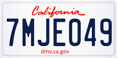 CA license plate 7MJE049