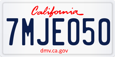 CA license plate 7MJE050