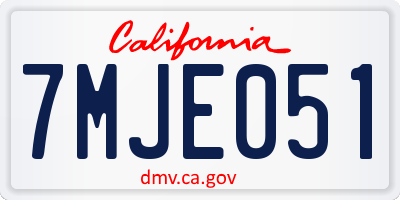 CA license plate 7MJE051