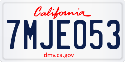 CA license plate 7MJE053