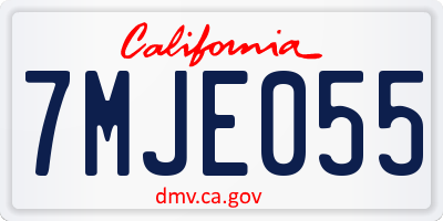 CA license plate 7MJE055