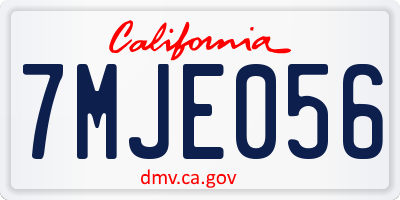 CA license plate 7MJE056