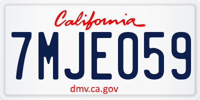 CA license plate 7MJE059