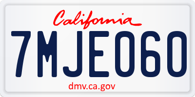 CA license plate 7MJE060