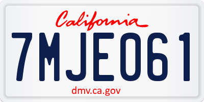 CA license plate 7MJE061