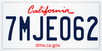 CA license plate 7MJE062