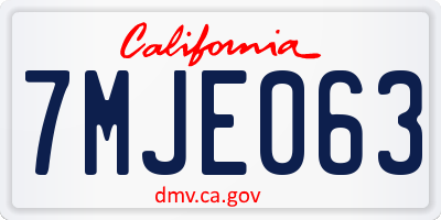 CA license plate 7MJE063