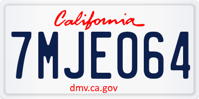 CA license plate 7MJE064