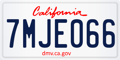 CA license plate 7MJE066