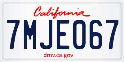 CA license plate 7MJE067