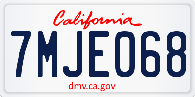 CA license plate 7MJE068