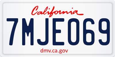 CA license plate 7MJE069