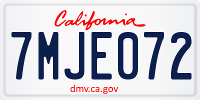 CA license plate 7MJE072