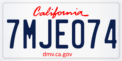 CA license plate 7MJE074