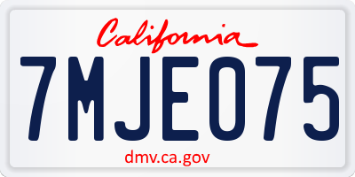 CA license plate 7MJE075