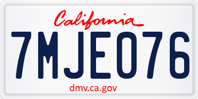 CA license plate 7MJE076