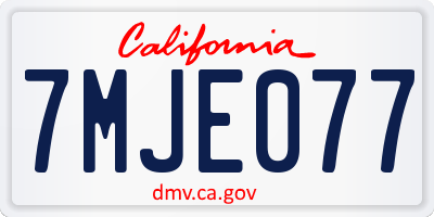 CA license plate 7MJE077