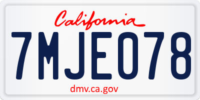 CA license plate 7MJE078