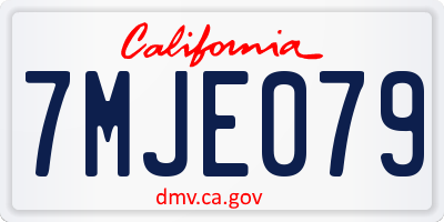 CA license plate 7MJE079