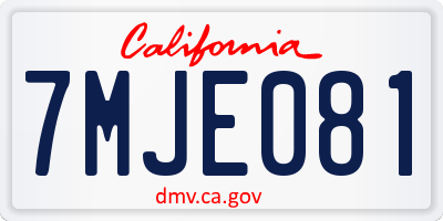 CA license plate 7MJE081