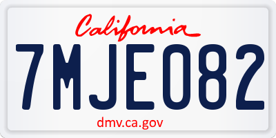 CA license plate 7MJE082