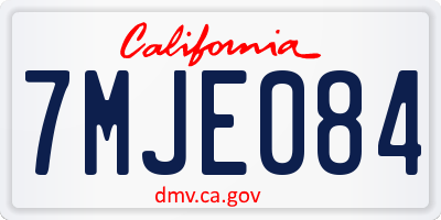 CA license plate 7MJE084