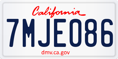 CA license plate 7MJE086