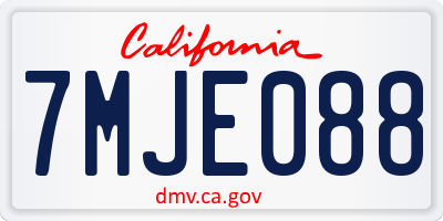 CA license plate 7MJE088