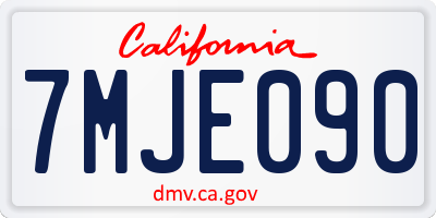 CA license plate 7MJE090